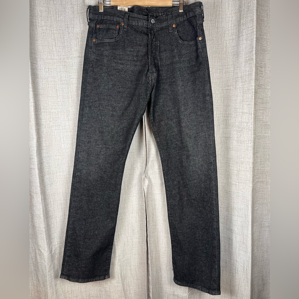 LEVI'S 501 Original Fit Men's Jeans Black Denim 36x34 Cotton Button Fly NWT